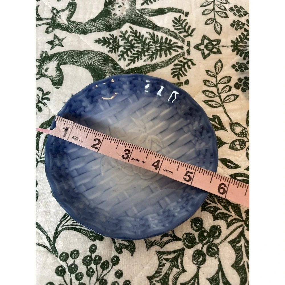 Vintage made in Japan Cherry Blossom Dish Plate Set For‎ 2 Blue & Pink Bamboo